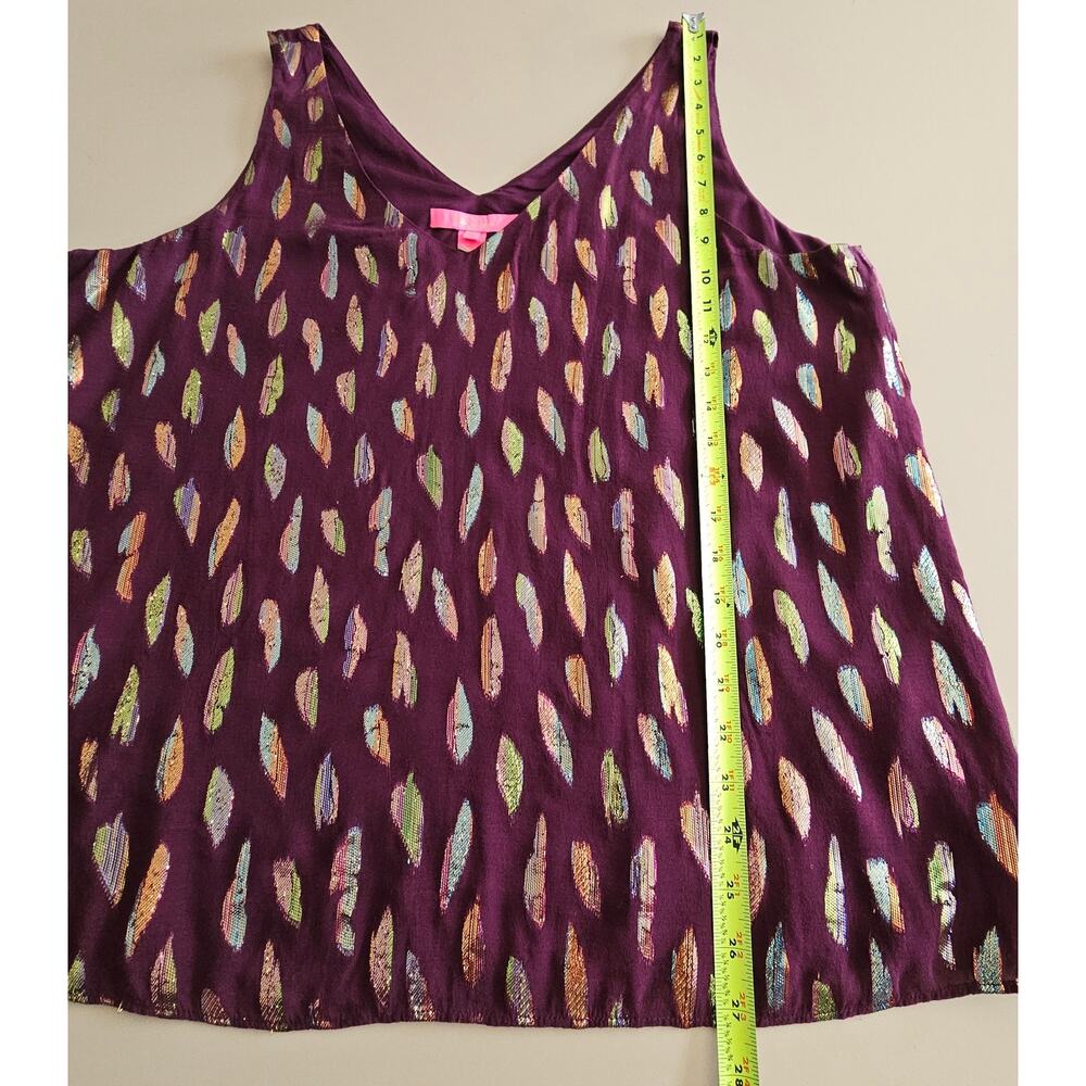 Lilly Pulitzer Florin Sleeveless Cherry Ganache Metallic Feathers Tank Top XL - Picture 5 of 8